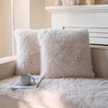 Neelvin Beige Faux Fur Cozy Fluffy Double-Sided Decorative Throw Pillow Covers 18X18 Inch Set Of 2,Velvet Pillowcase Cushion Cas