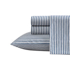 Nautica- Queen Sheet Set, Cotton Percale Bedding Set, Crisp & Cool, Lightweight & Breathable (Harmead Navy, Queen)