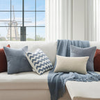 Topfinel Dusty Blue Decorative Throw Pillow Covers 12X12 Set Of 2, Soft Corduroy Small Couch Pillow Covers Windmill Textured Str