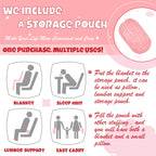 Bnuitland Light Pink Flannel Throw With Storage Pouch,300Gsm Super Soft Fleece Stripe Pattern Sofa Blanket For Adults And Kids,