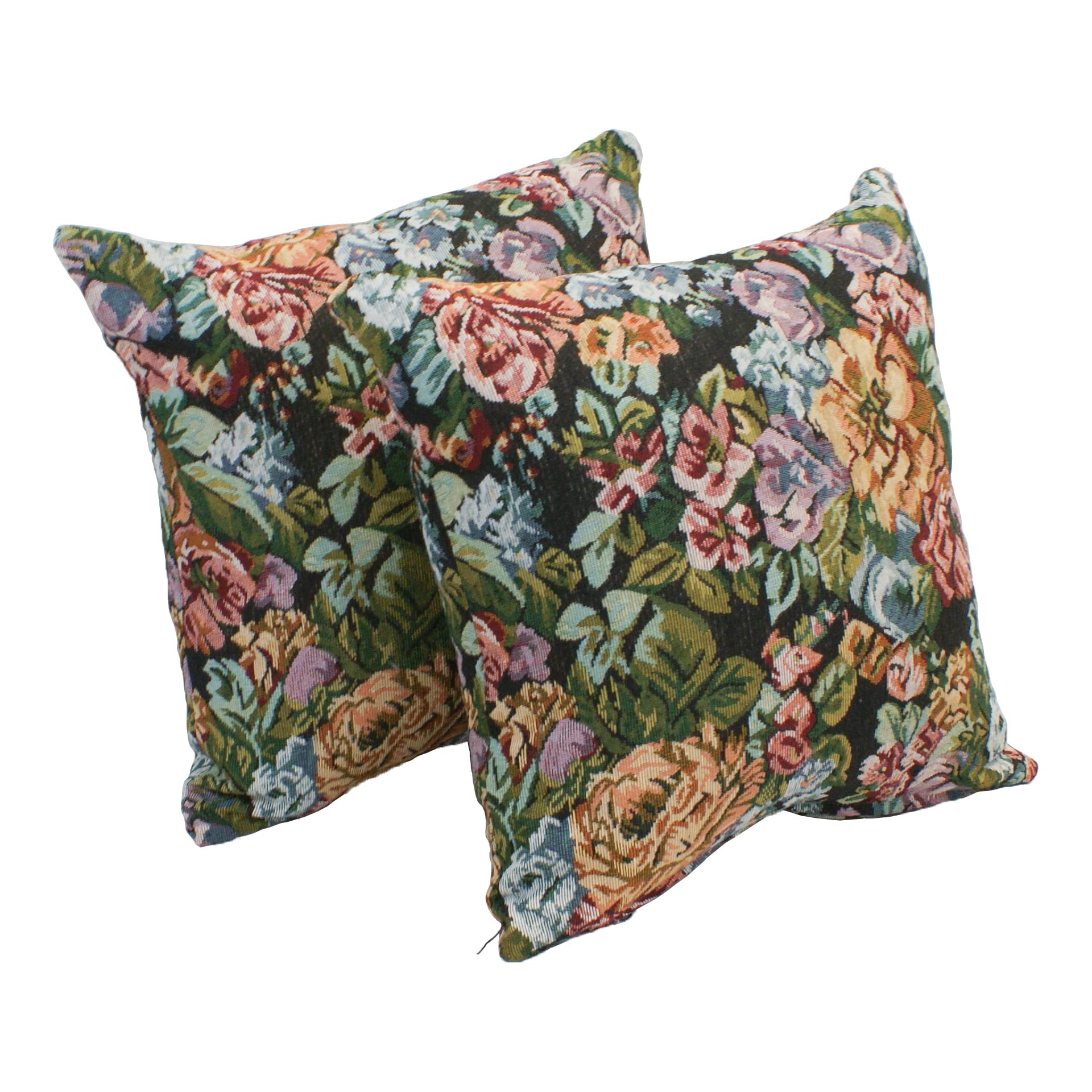 Blazing Needles Tapestry Throw Pillow, 17", Potpourri Floral 2 Count