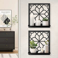 Black Metal Wall Art Holder Set of 2, Black Farmhouse Home Wall Decor, Minimalist Rustic Wall Art, Aesthetics Wall Candle Holder