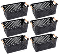 Yesland 6 Pack Plastic Storage Baskets with Handles, Black Organizer Bins 5W x 10L x 5H for Kitchen Pantry Closet Bathroom Of