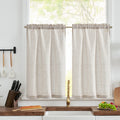 jinchan Linen Kitchen Curtains Striped Tier Curtains Ticking Stripe Curtains Pinstripe Cafe Curtains 45 Inch Length for Living R