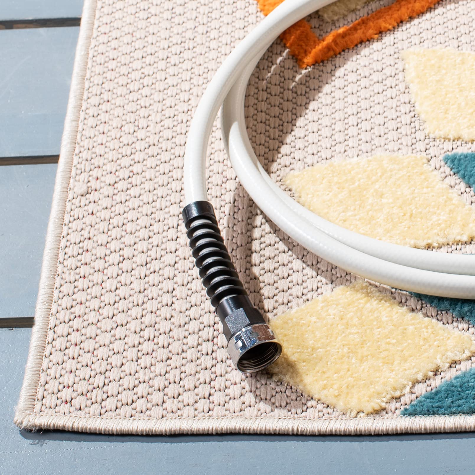 Safavieh Cabana Collection Area Rug - 9' X 12', Ivory & Orange, Floral Design, Non-Shedding & Easy Care, Indoor/Outdoor & Washab