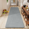 Amearea Modern Soft Hallway Runner Rug, 2x6 Feet Washable Runner Rugs for Hallway, Grey Fluffy Rug Bedroom Bedside Rugs, Non Sli