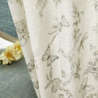 Lazzzy Linen Green Floral Curtains 90 Inch Length Farmhouse Curtain Back Tab Drapes For Living Room Bedroom Light Filtering Vint