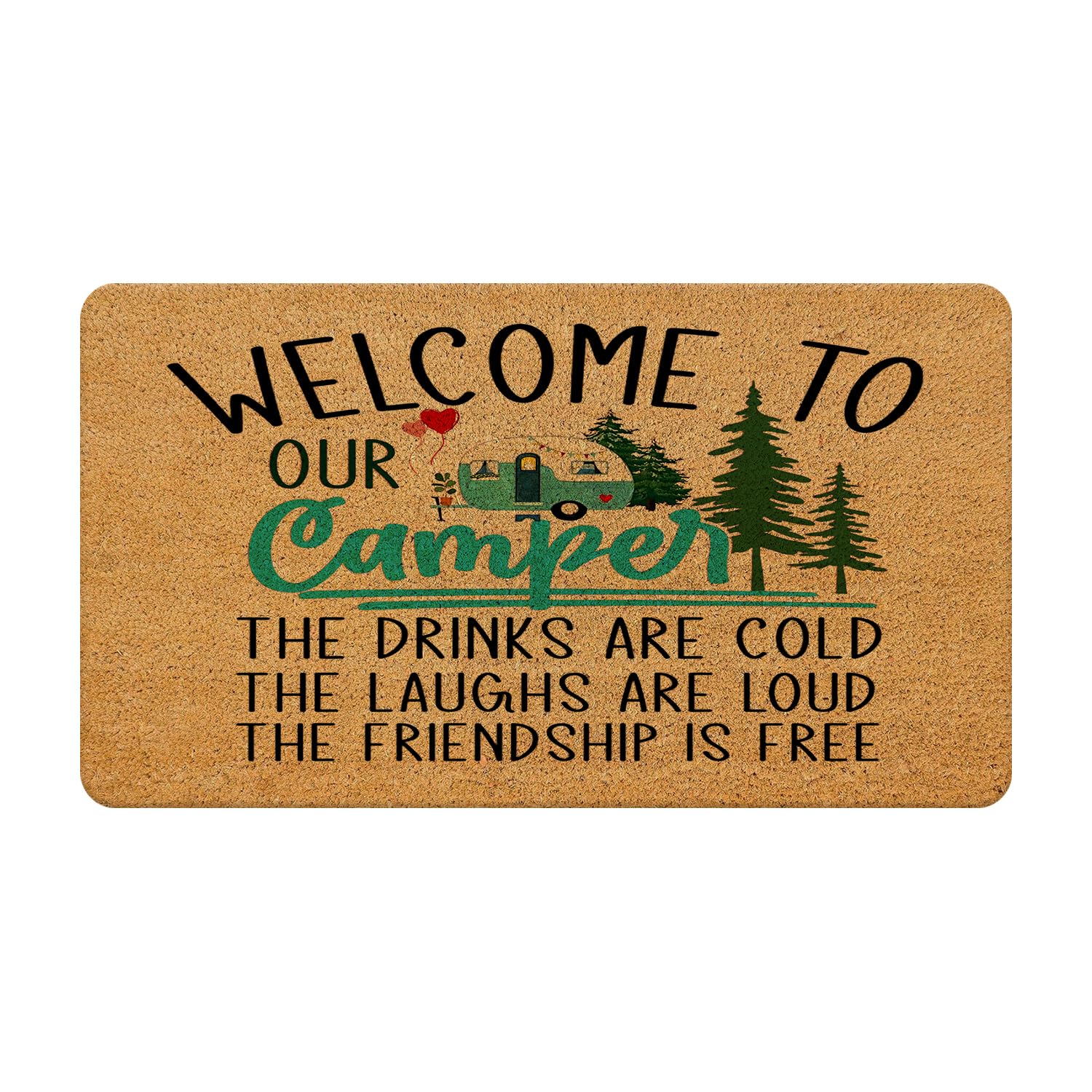 Likjad Camping Door Mat, Rv Camping Welcome Mat, Welcome To Our Camper Door Mat Outdoor Indoor Entrance, Camping Decor For Campe