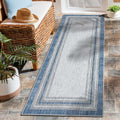 Beeiva Bordered Washable Laundry Room Rug, 2x6 Printed Blue Carpet Kitchen Runner Rugs with Rubber Backing, Modern Rug Runners f