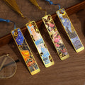 4 Pieces Metal Bookmarks With Tassel, Golden Hollow Bookmark Monet Van Gogh Oil Painting Theme Book Mark Bookmarks For Book Love
