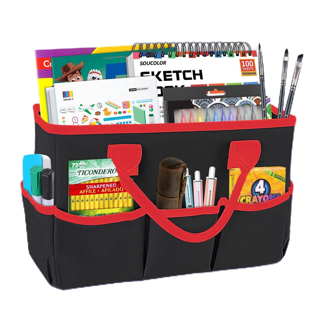 Godery Desktop File Folder Tote And Stock Organize, Fundamentals Art Organizer Storage Craft Tote Bag For Office Desk Organize,