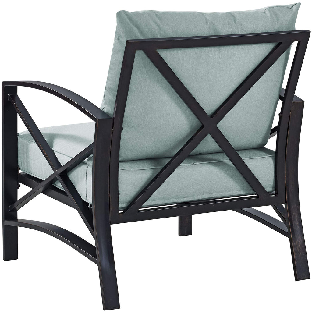 Crosley Furniture Kaplan Outdoor Chair, Patio Chairs for Conversation, Porch, Deck, Balcony, Backyard, Oiled Bronze with Mist Cushions