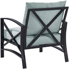 Crosley Furniture Kaplan Outdoor Chair, Patio Chairs for Conversation, Porch, Deck, Balcony, Backyard, Oiled Bronze with Mist Cushions