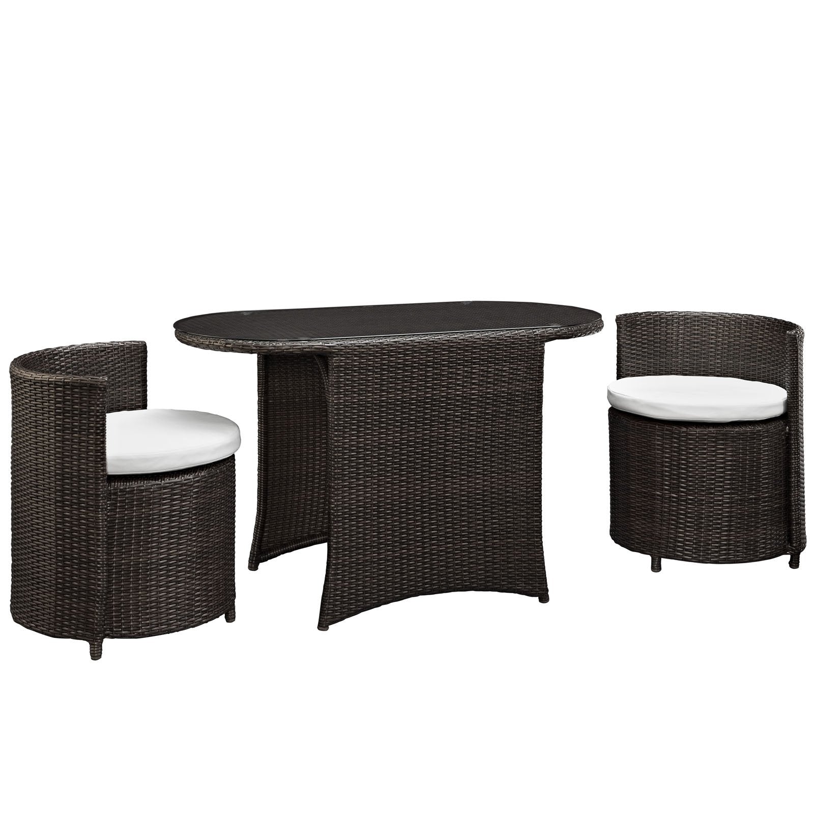 Modway Furniture Lexmod Katonti 3-Piece Outdoor Wicker Patio Set With 2 Chairs And 2 Tables