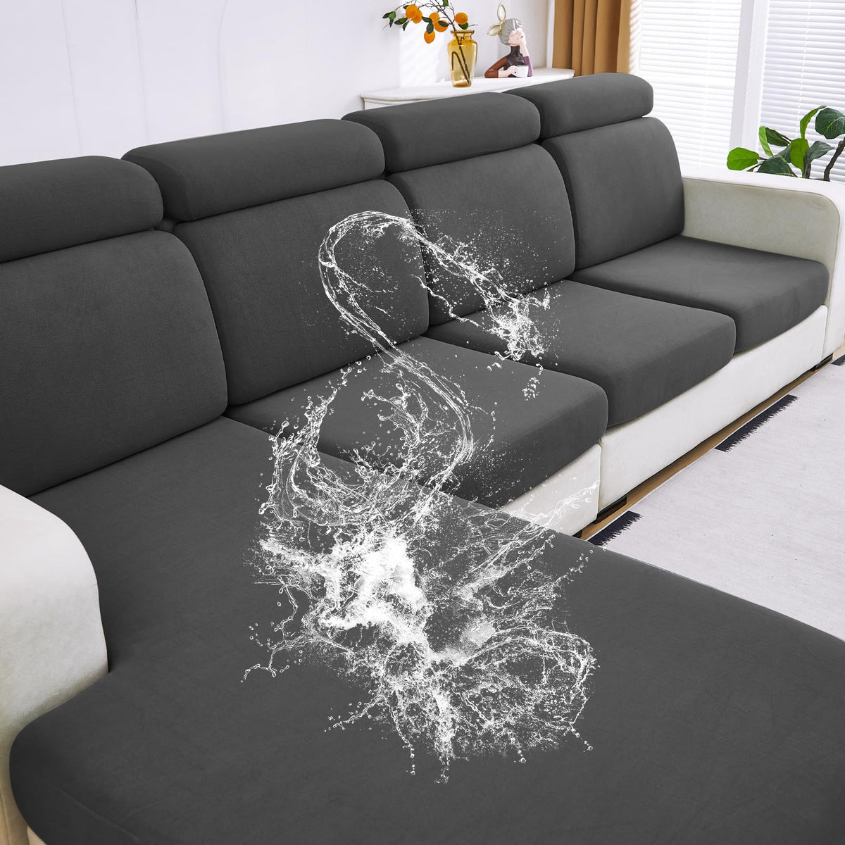 Dissa Waterproof Couch Cushion Covers, Washable Sofa Cushion Covers, Stretch Sofa Slipcovers, Sofa Seat L Shape Couch Cover For