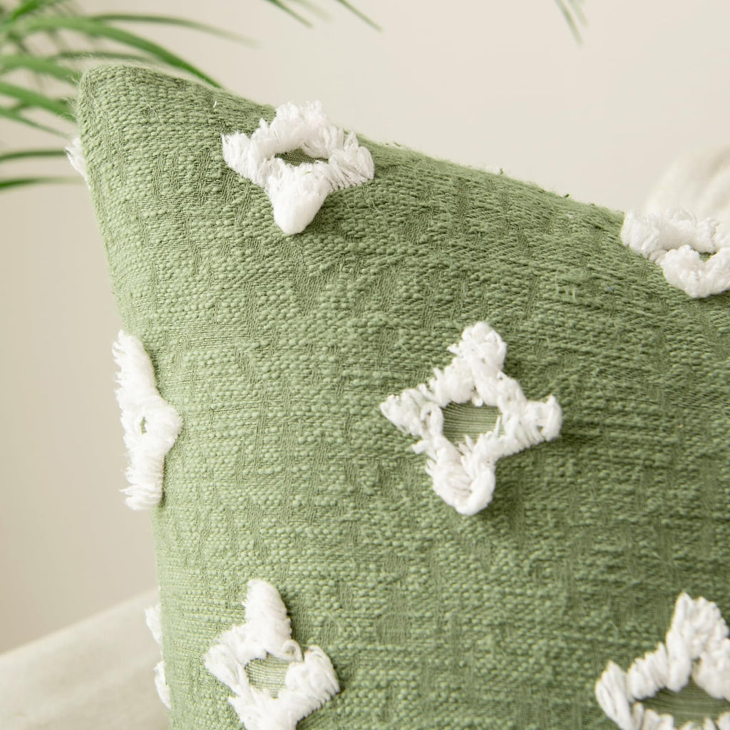 Miulee Set Of 2 Sage Green Decorative Throw Pillow Covers Rhombic Jacquard Pillowcase Soft Square Cushion Case For Summer Couch Sofa Bed Bedroom Living Room 20X20 Inch