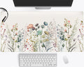 Floral Desk Mat Beige Boho Desk Pad, Large Extend Mouse Pad Xxl, Cute Minimalist Flowers Keyboard Mat, Esthetics Desktop Mat Lap