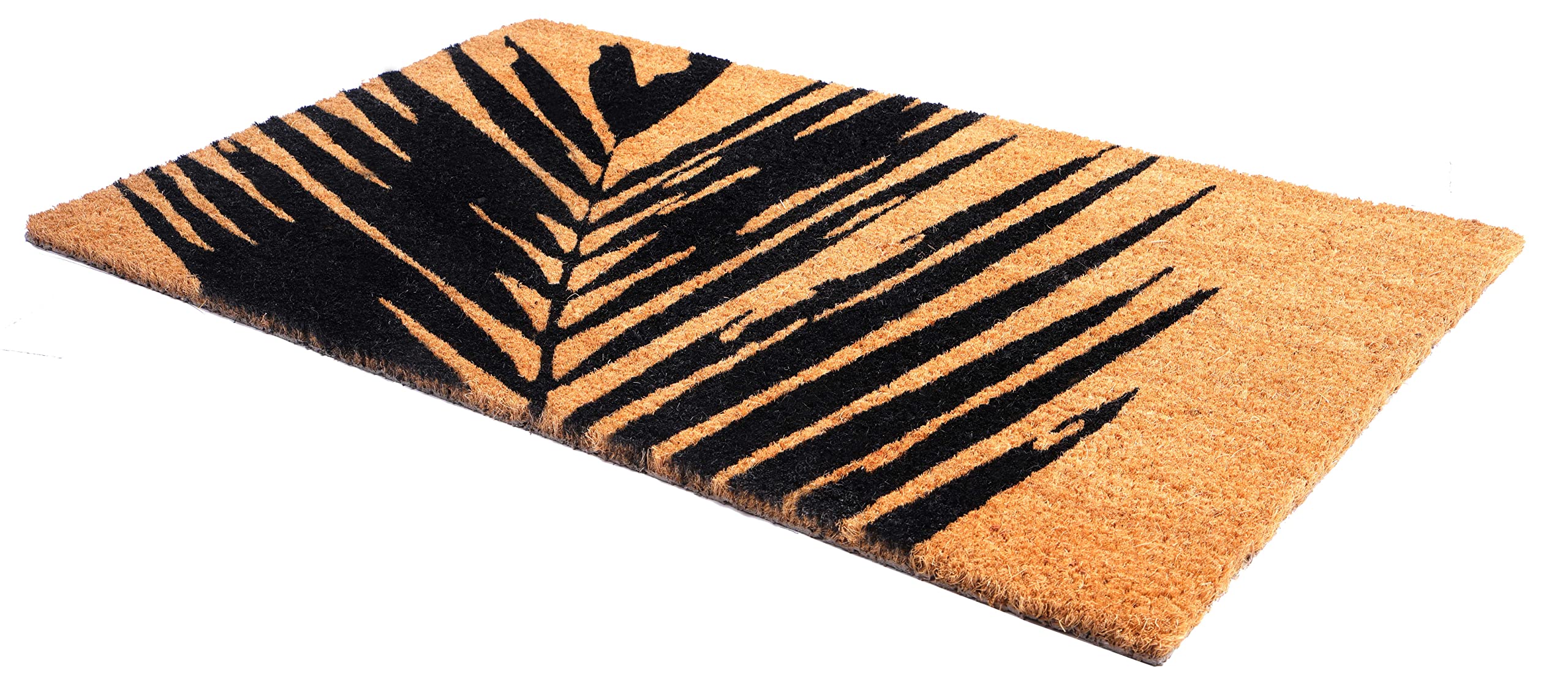 Fab Habitat Non Slip Doormat - Durable, Thin - Natural Coir & Rubber - Entryway, Front Door, Porch, Patio - Summertime Palm Leaf