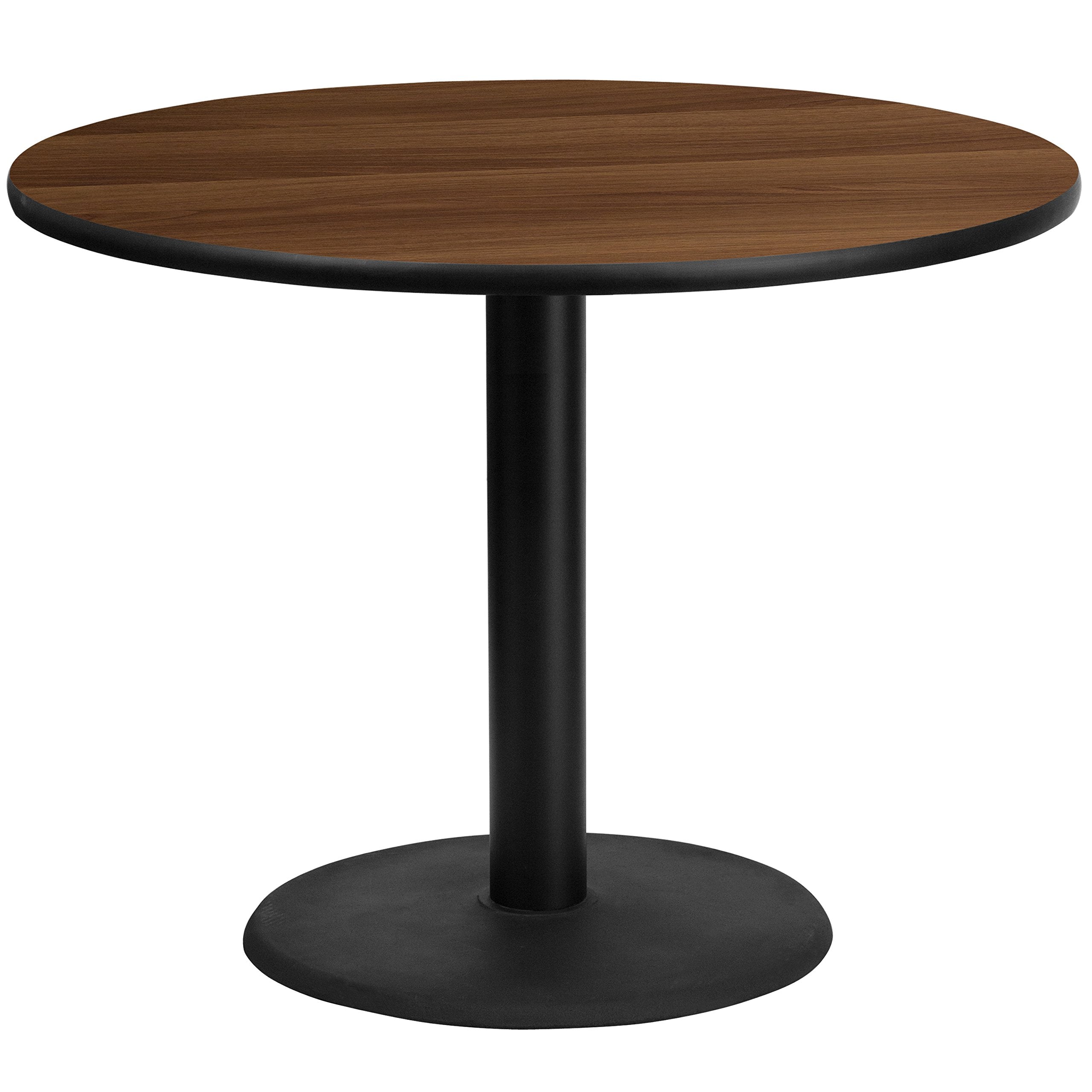 Flash Furniture Graniss 42'' Round Walnut Laminate Table Top with 24'' Round Table Height Base