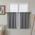 Lecloud Bessie Dark Grey Kitchen Curtains 30 Inch Length 2 Pcs, Faux Linen Textured Short Curtains for Small Windows, Light Filt