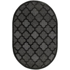Nourison Easy Care Indoor/Outdoor Charcoal Black 6' X 9' Oval Area Rug, Easy Cleaning, Non Shedding, Bed Room, Living Room, Dining Room, Backyard, Deck, Patio (6X9)