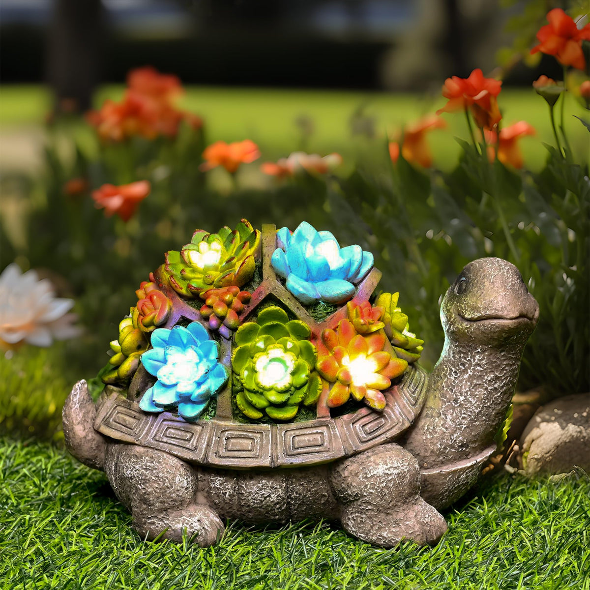 Gigalumi Solar Garden Statues Turtle Figurine Lights For Outside, Yard Decorations Outdoor, Garden Decor Unique Birthday Housewa