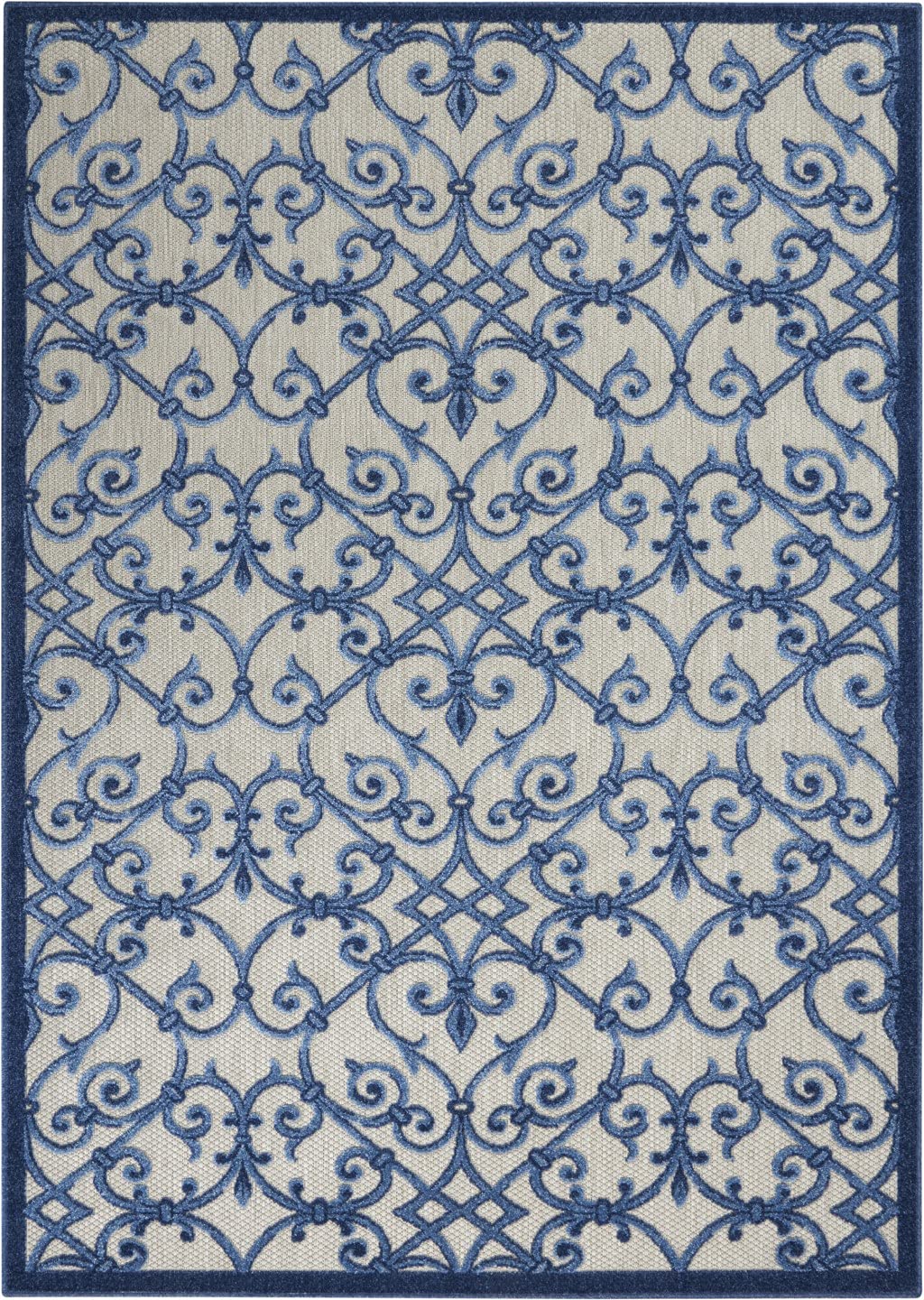 HomeRoots Grey/Blue 100% Polypropylene 5â?? x 8â?? Gray and Blue Indoor Outdoor Area Rug