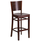 Flash Furniture Lacey Series Solid Back Walnut Wood Restaurant Barstool