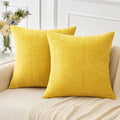 Miulee Pack Of 2 Couch Throw Pillow Covers 18X18 Inch Soft Yellow Chenille Pillow Covers For Sofa Living Room Solid Dyed Pillow