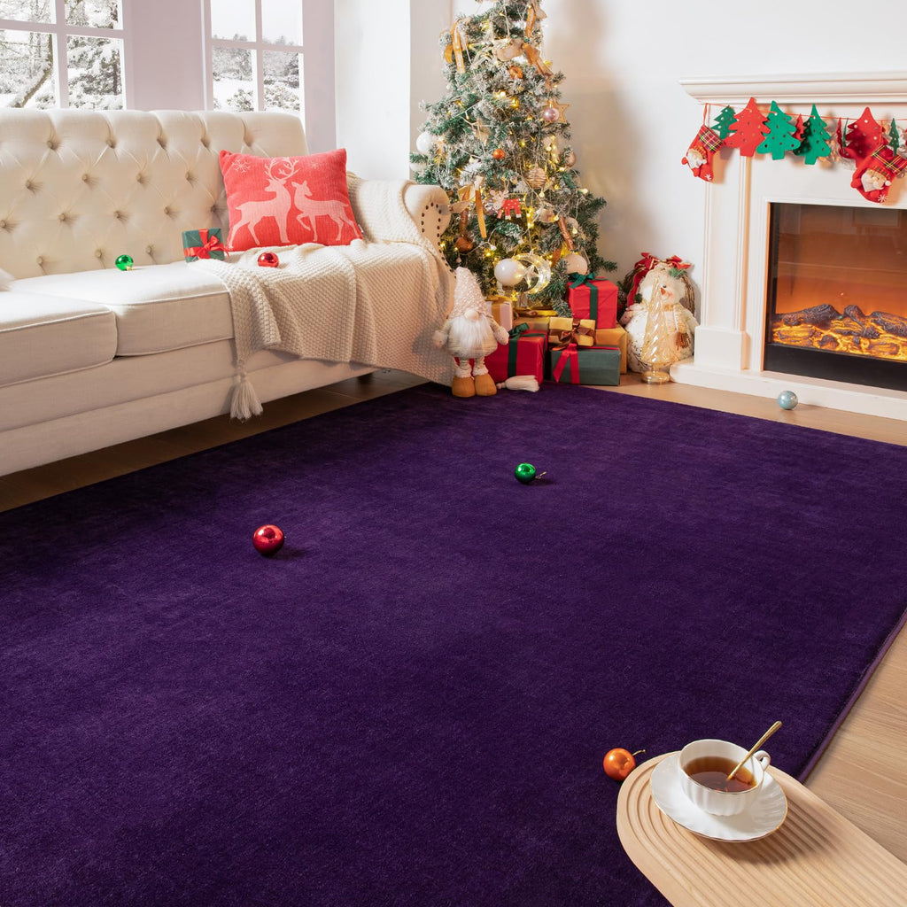 Przemy Washable Area Rug For Living Room Bedroom, 6X9 Feet Dark Purple Memory Foam Rug, Super Soft Modern Indoor Carpet For Kids
