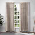 TWOPAGES Double Layer Lined Pinch Pleated Curtain Tapioca Linen Blend Light Filtering Room Darkening Curtain for Kitchen, Window