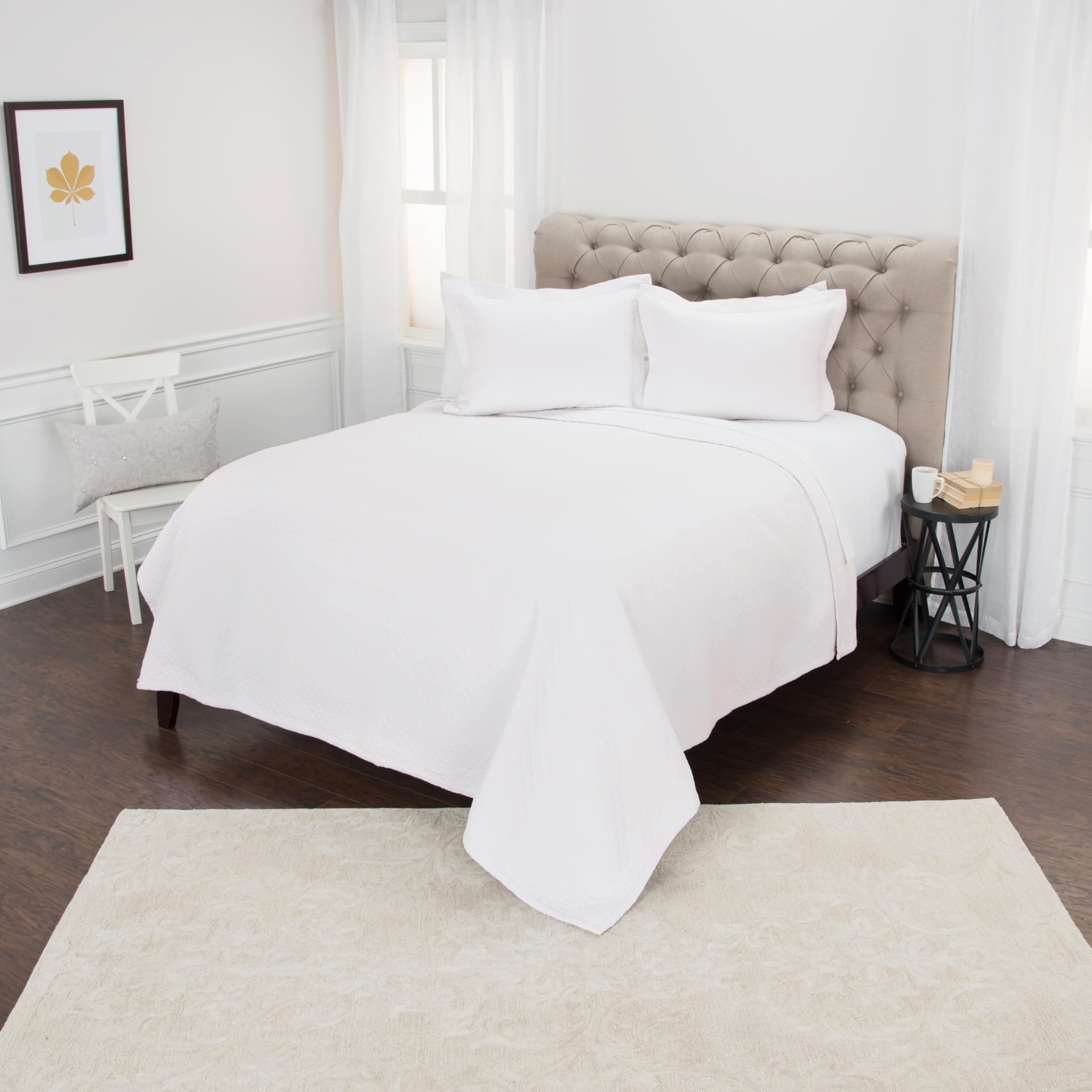 Rizzy Home | BQ4517 | Cotton King Sham | 20&quot;x36&quot; White/Neutral/ Solid