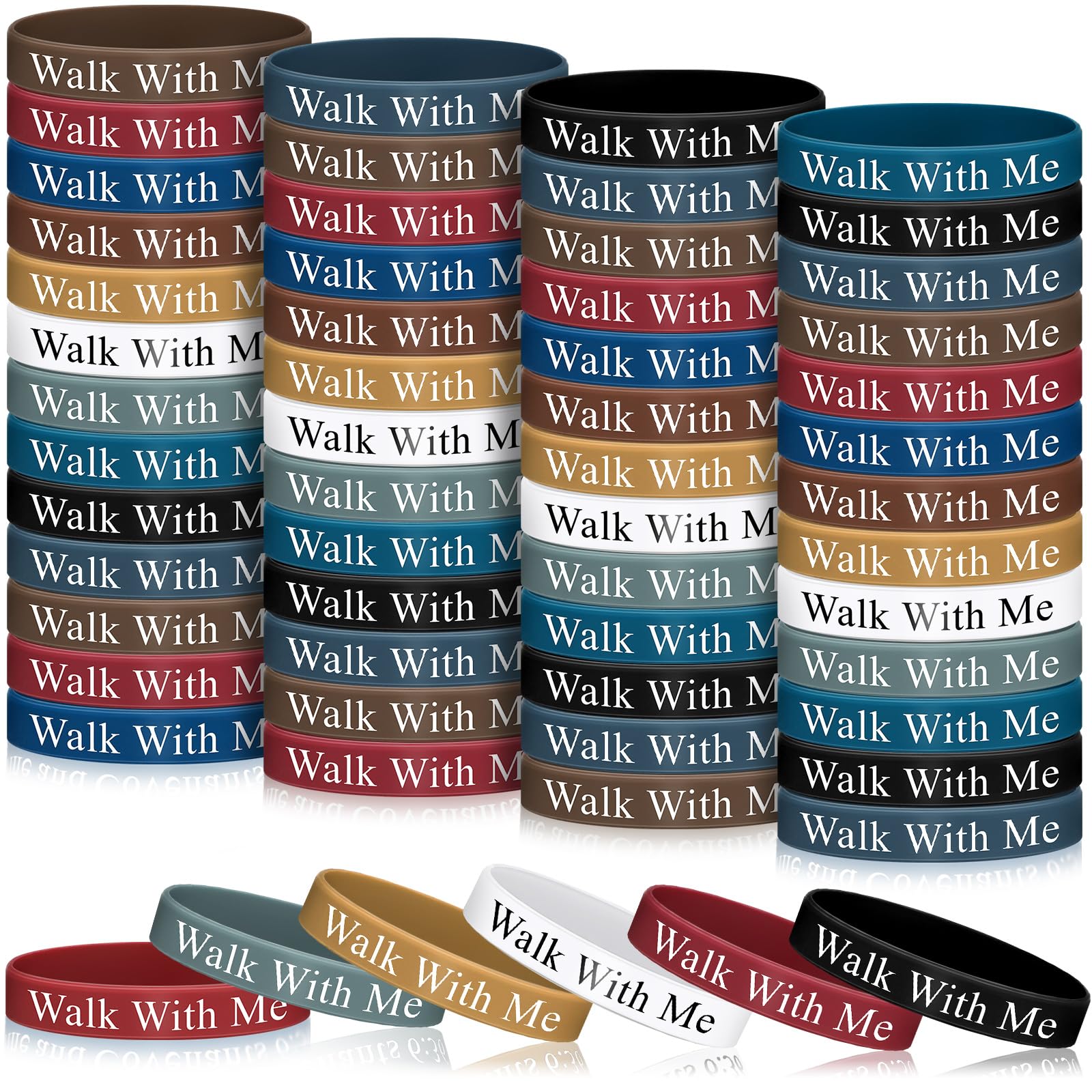 Foilswirl 50 Pcs LDS Mormon Gifts Walk with Me Silicone Bracelet 2026 LDS Youth Theme Bracelet Bishop Christian Faith Baptism Gi