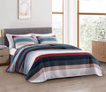 Chezmoi Collection Harlon 3-Piece Modern Patchwork Striped Quilt Set - Solid Polka Dot Candy Stripe Coverlet - Pre-Washed Cotton