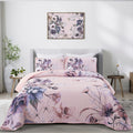 Drucon Floral Quilt Set King 3 Pieces Pink Floral Quilt Coverlet Set Soft Microfiber Lightweight Pink Quilted Bedspread for All 