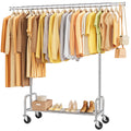 Tajsoon Clothes Rack with Shelf, Rolling Heavy Duty Load 300 LBS, Chrome