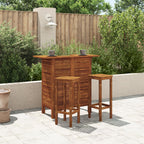 vidaXL Bar Table and Chair Set 3 Piece, Dining Table Set for Outdoor, Bar Table for Garden Yard, Patio Bar Stool, Farmhouse Style, Solid Acacia Wood