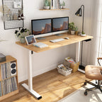 Flexispot En1 Electric Stand Up Desk Workstation 60 X 24 Inch Whole-Piece Desktop Ergonomic Memory Controller Height Adjustable Standing Desk (White Frame + 60' Maple Desktop, 2 Packages)