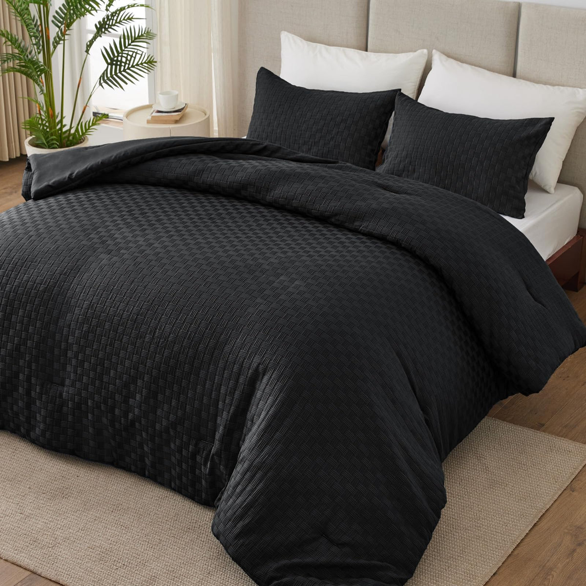 Whale Flotilla 2-Piece Jacquard Checkerd Ultra Soft Twin Comforter Set, Luxury Reversible Microfiber Comforters Twin Size Beddin