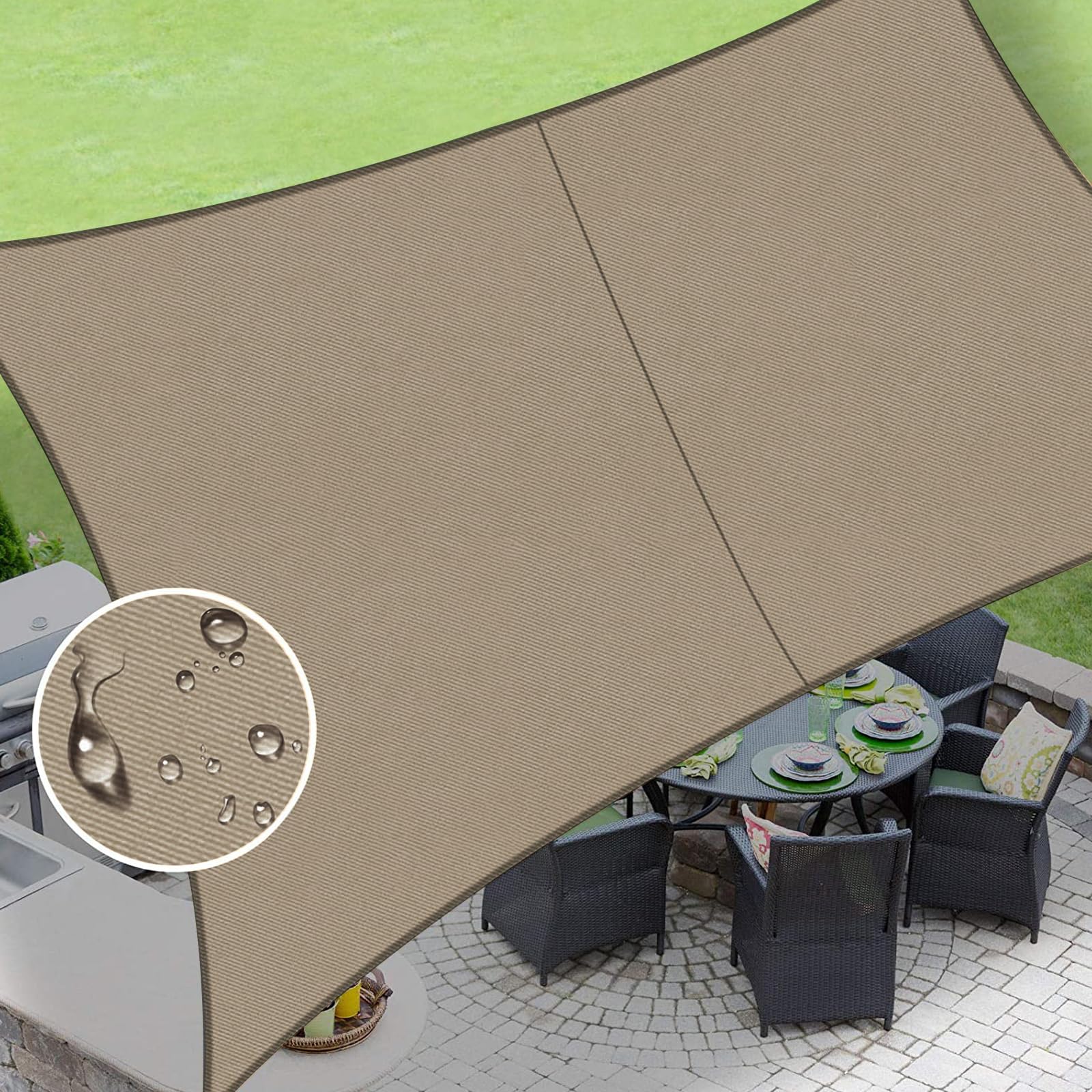 Love Story Waterproof 10 'X13 ' Rectangle Taupe Sun Shade Sail Cannoy Uv Resistant For Outdoor Patio Garden Backyard (We Make Cu