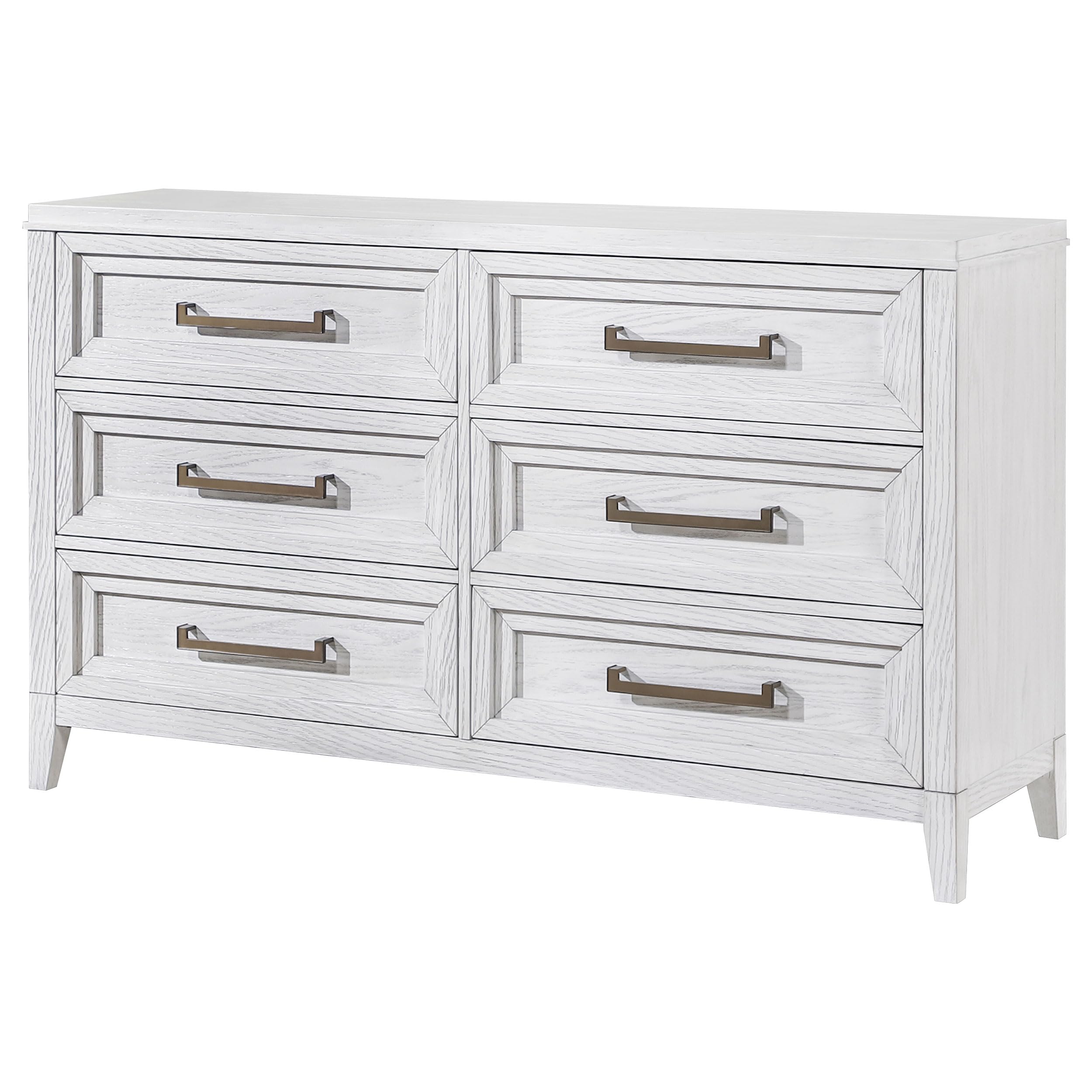 Coaster Home Furnishings Marielle Coastal 64-inch 6-Drawer Bedroom Dresser Clothing Storage Cabinet Wide Chest of Drawers Organizer Unit Distressed White 224843