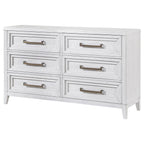 Coaster Home Furnishings Marielle Coastal 64-inch 6-Drawer Bedroom Dresser Clothing Storage Cabinet Wide Chest of Drawers Organizer Unit Distressed White 224843