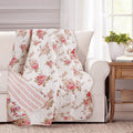 Cozy Line Home Fashions Vintage Floral Reversible 100% Cotton Bedding Quilted Throw Blanket, Reversible & Lightweight, 60' X 50