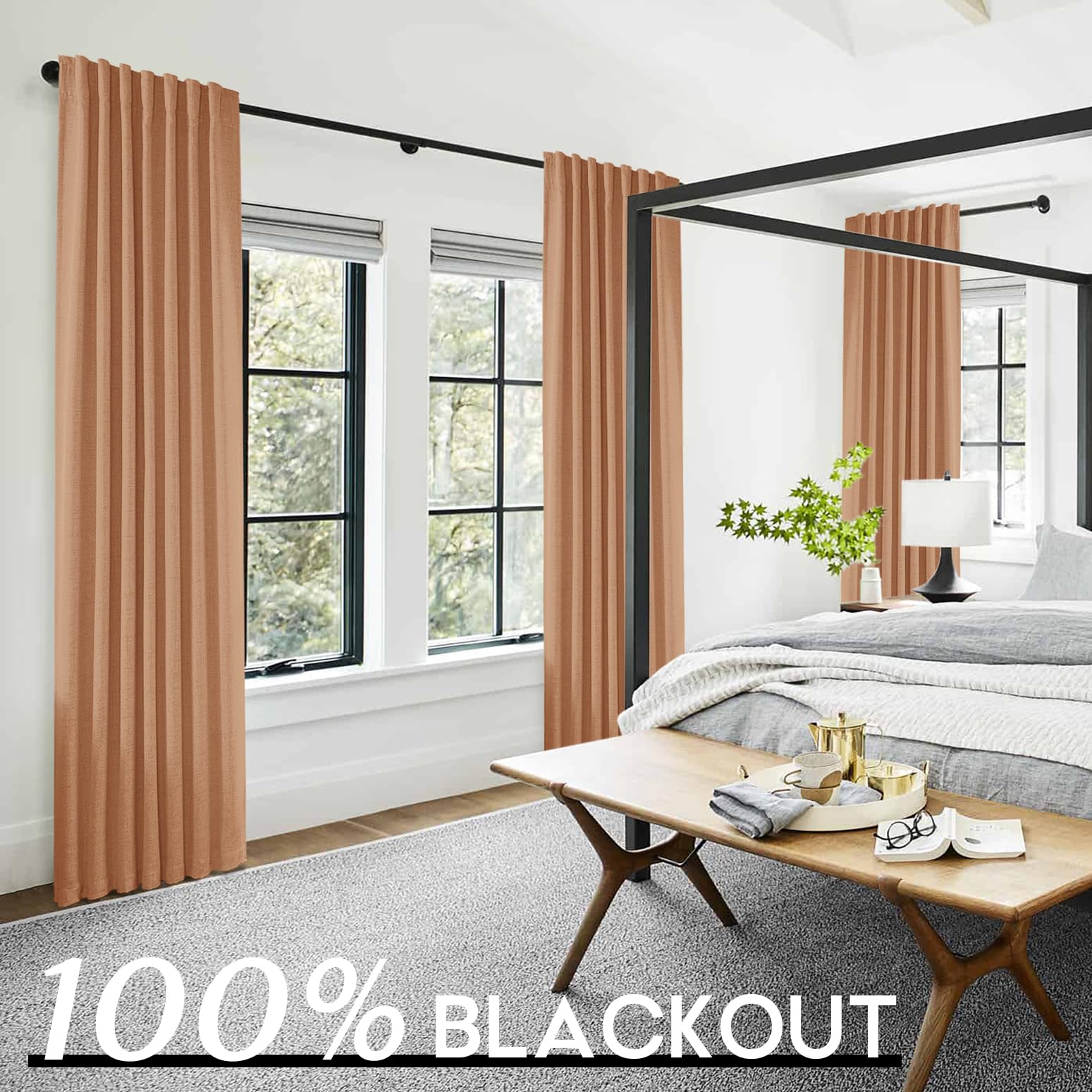 Panelsburg Halloween Curtains For Living Room,Dark Orange Linen Cotton Look Decorative Curtains For Bedroom Fall Decor
