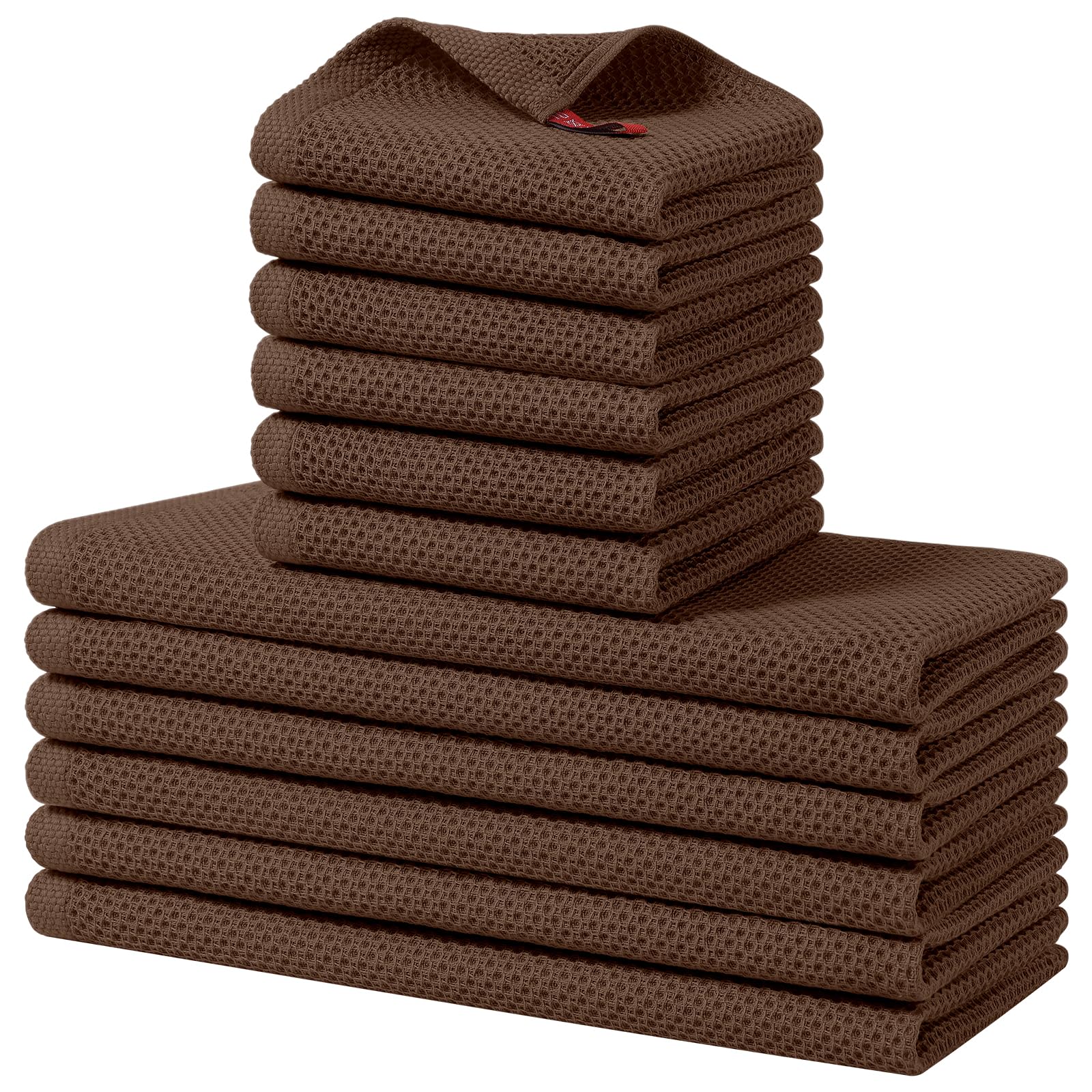 Homaxy 100% Cotton Kitchen Towels and Dishcloths Set, 12 x 12 Inches and 13 x 28 Inches, Set of 12 Bulk Kitchen Towels Set, Ultr