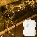 Fudios Lighted Birch Garland with Timer 48 LED Fairy Lights 6ft Battery Operated for Mantle Decor, Lit Christmas White Twig Garl