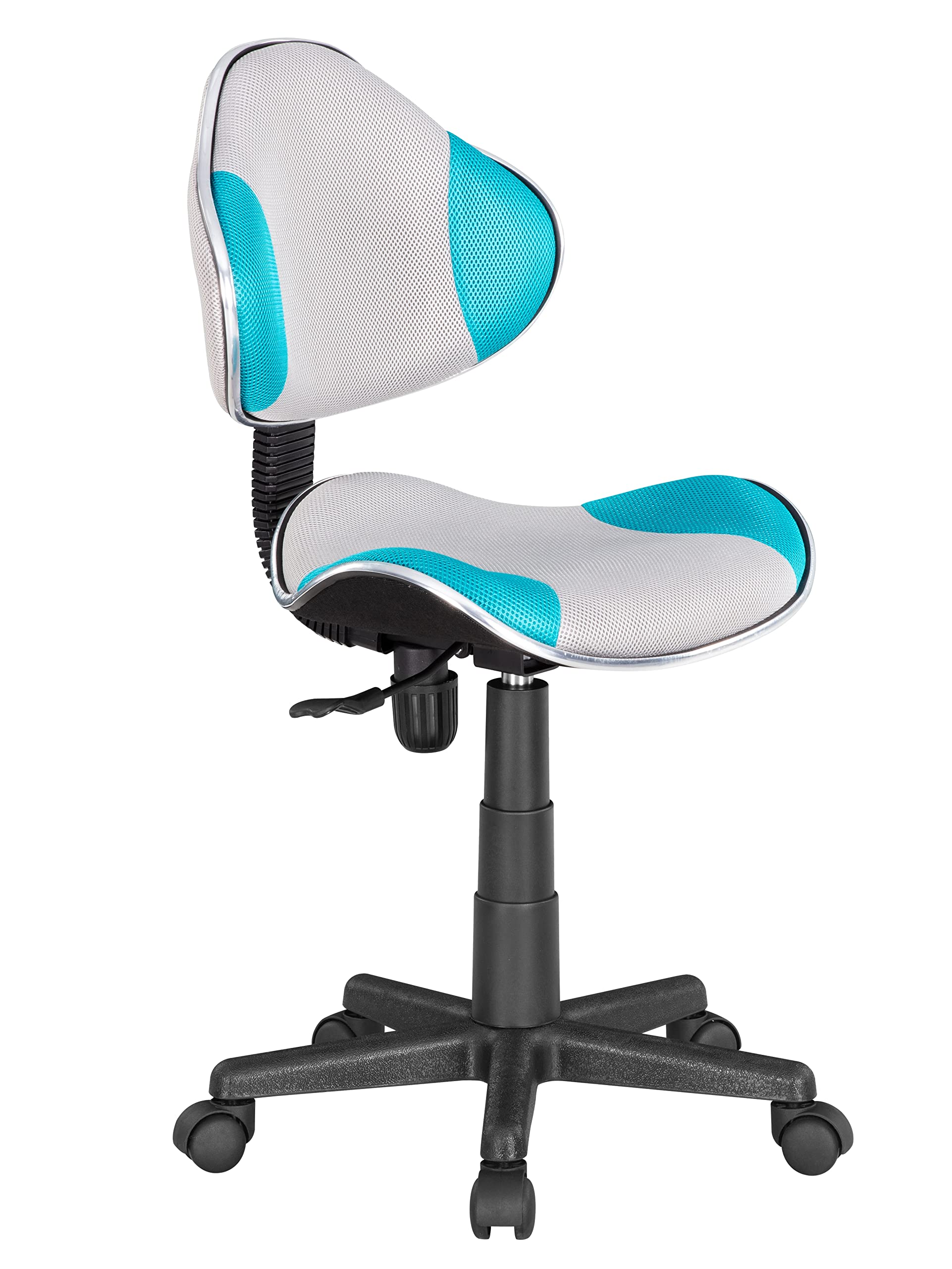 Jjs Home Office Low Back Computer Executive Chair, Ergonomic Mesh Chair With Extra Large Base And Pads, Grey/Blue