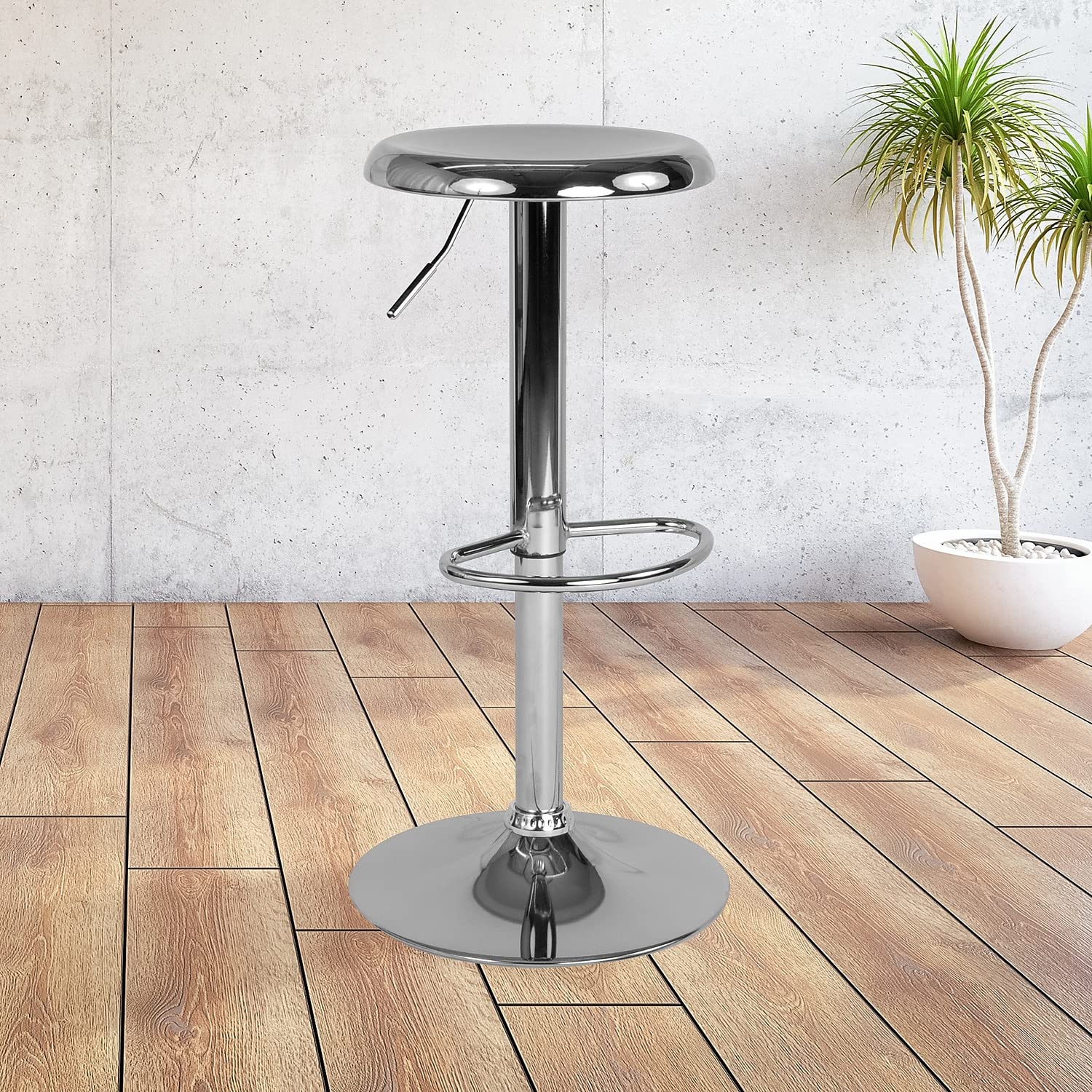 Flash Furniture Madrid Series Adjustable Height Retro Barstool In Chrome Finish