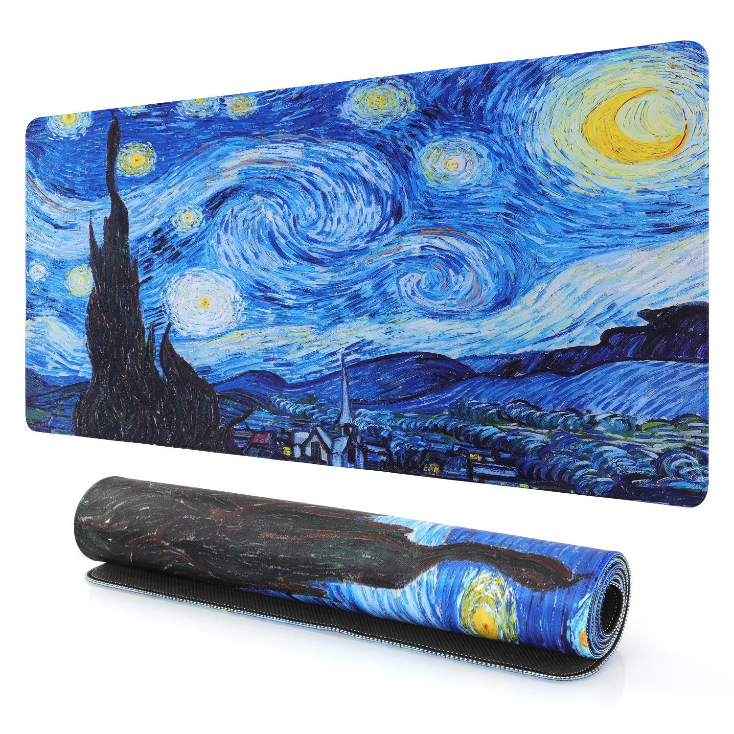 Ileadon Extended Gaming Mouse Pad, Non-Slip Water-Resistant Rubber Base Computer Keyboard Mouse Mat Desk Protector, 35.5 X 15.75