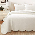 Cozy Line Home Fashions Victorian Medallion Solid Ivory Embossed 100% Cotton Bedding Quilt Set,Coverlet,Bedspread Set,For Bedroo